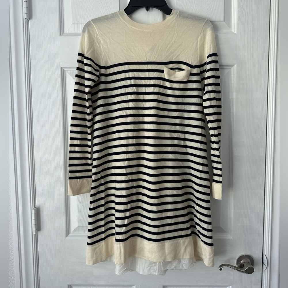 Sacai Cream and Black Striped Knit Dress